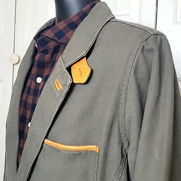 Orvis Zambesi Field Jacket Size 46 T Leather Elbow Patches Olive Green